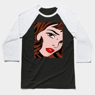 Brunette Pop Art Girl Baseball T-Shirt